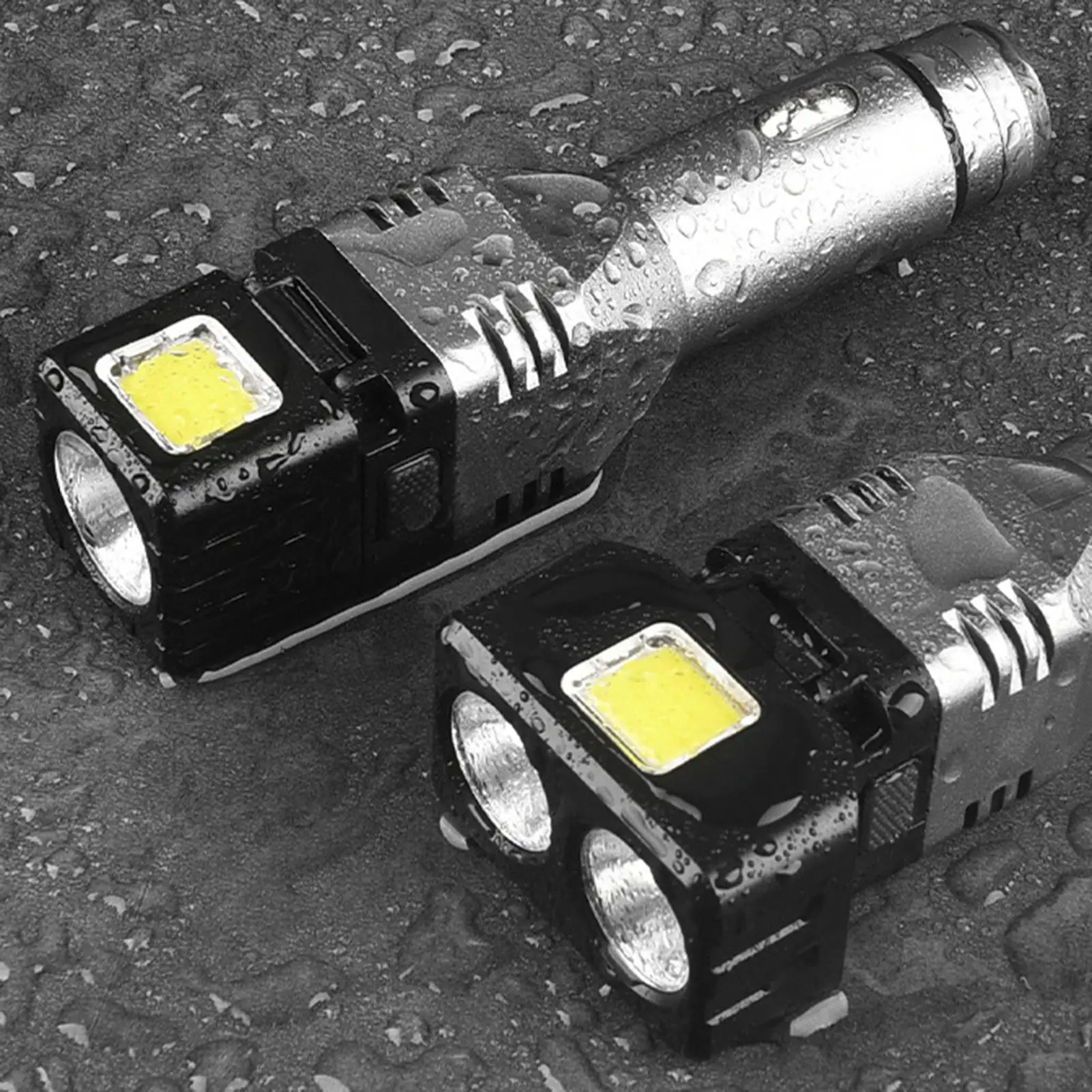 Senter Mobil Lampu LED Terang Dapat Diisi Ulang Cocok untuk Mobil 12V/24V Senter Pengisian Daya Mobil dengan Port USB dan Tipe-C