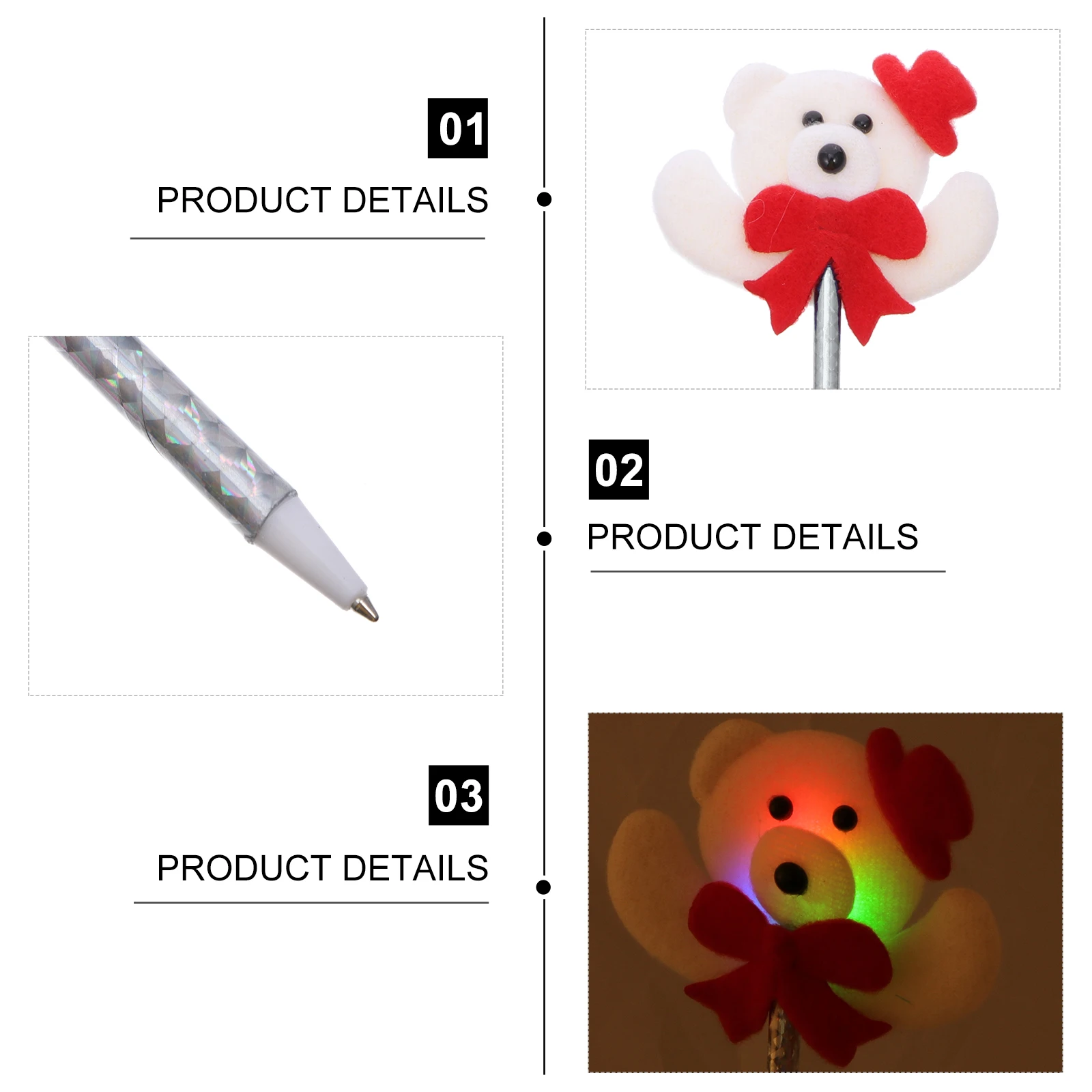 

8 Pcs Glowing Christmas Pen Stationery Shine Fabric Luminous Xmas Cartoon Pens Child