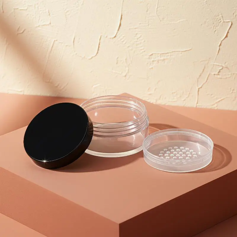 Mini Portable Refillable Empty Powder Box 15g Plastic Cosmetic Holder With Sieve for Daily Travel Makeup Storage