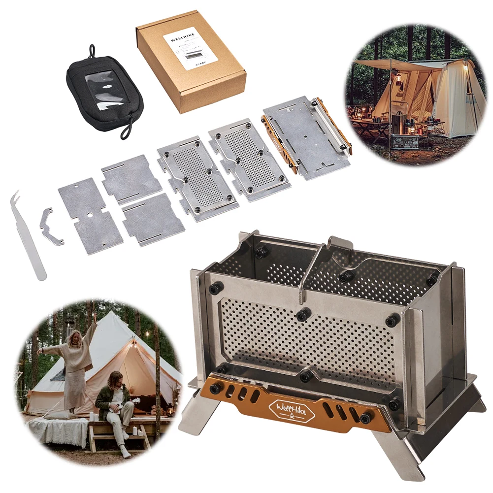 Mini Wood Stove Stainless Steel Small Charcoal Stove Outdoor Firewood Stove Desktop Bonfire Stove for Outdoor Home Desk