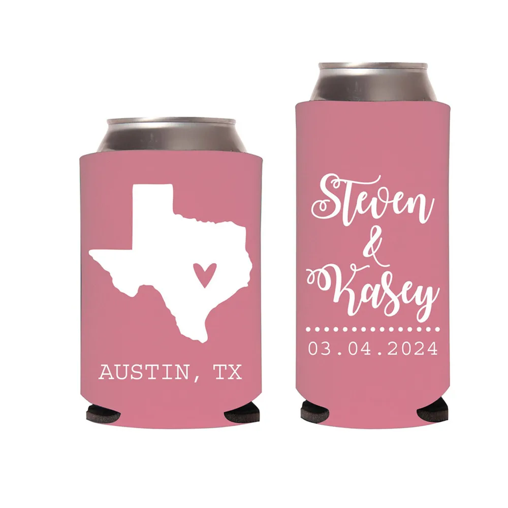 

Wedding Can Coolers, Wedding Favors, Custom Huggies, Personalized Wedding Can Coolers, State Wedding Can Coolers as Favors