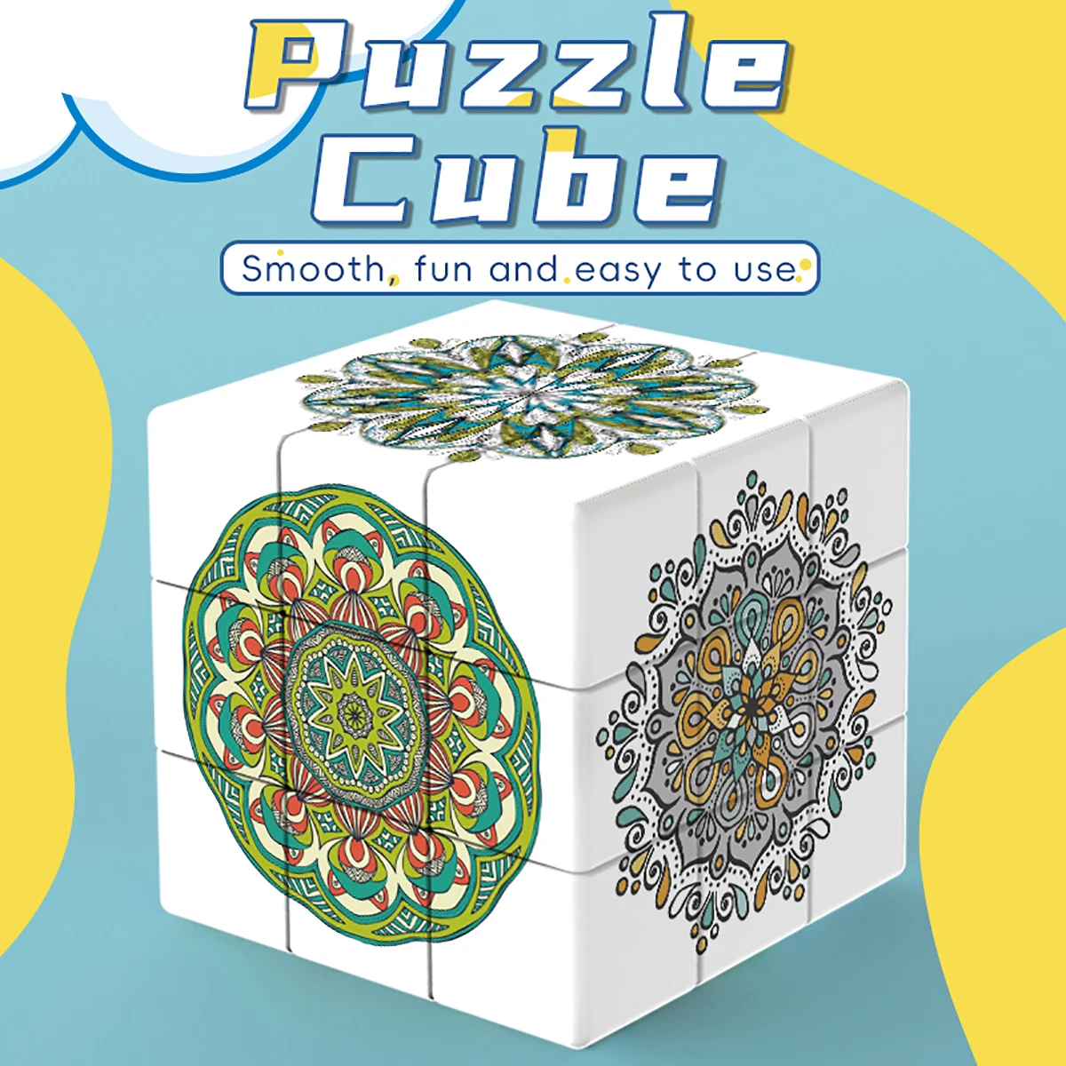 Magic Cube 3x3x3 3D UV printed flower stress-relieving puzzle professional smooth speed game children's toy gift