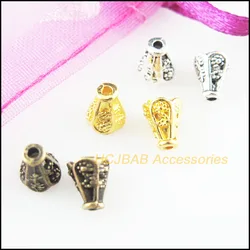 Fashion 100Pcs Retro Tibetan Silver Antiqued Bronze Gold Color Horn Flower Spacer End Beads Charms 5.5x6.5mm