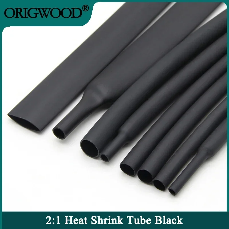 

1~200m 2:1 Heat Shrink Heatshrink Tube Black Diameter 0.6mm ~ 180mm Wire Repair DIY Cable Protecctor Tubing Sleeving Wrap