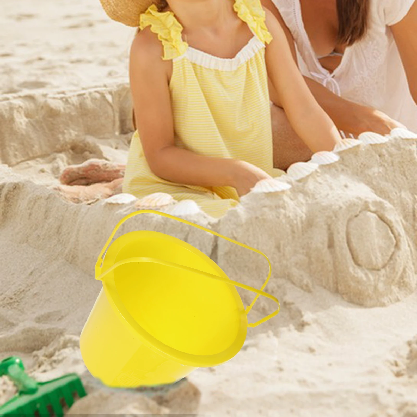 

Plastic Beach Bucket Small Lightweight Handle Paint Storage Container Empty Cans Yellow Multipurpose Home Use Practical Durable