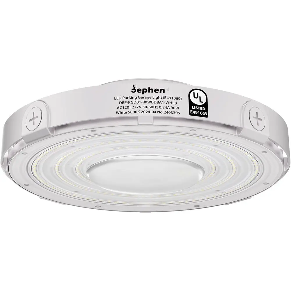

90W Round LED Lights, 5000K Garage Ceiling Lighting, 10350Lumens Low Bay AC120-277V lood Lamp or Parking Gas Station Barn Wareho