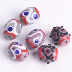 2pcs Oval Cylinder 15x13mm Handmade Lampwork Glass Loose Beads For Jewelry Making DIY Crafts Findings