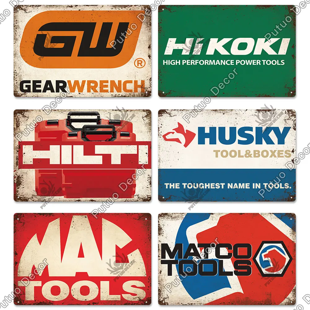 Putuo Decor Tool Metal Sign Vintage Tin Sign Wrench Toolbox Craftsman Sign Wall Decor for Metal Plate Garage Man Cave Decoration