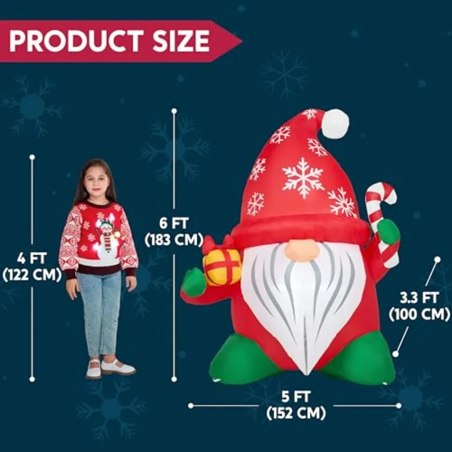 6 أقدام طويلة عيد الميلاد المطاطية الديكور في الهواء الطلق تفجير جنوم مع هدية قصب الحلوى عيد الميلاد ساحة المطاطية جنوم في الهواء الطلق #4