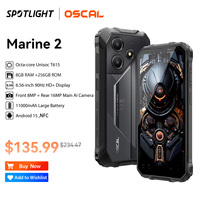 OSCAL Marine 2 Rugged Phone 11000mAh, 6.56'' HD+ Display Unisoc T615, Up to 24(8+16)GB RAM 256GB, Android 15 NFC Smartphone