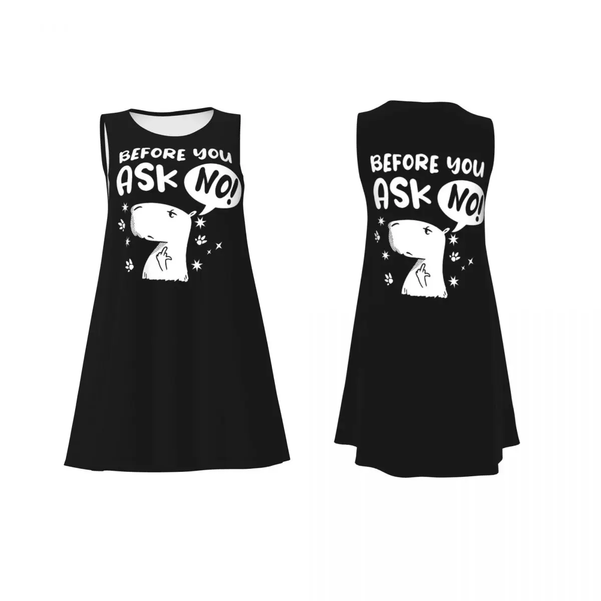 فستان كابيبارا مضحك للنساء بدون أكمام للشاطئ والسفر على الشاطئ فستان كاجوال بدون أكمام #3