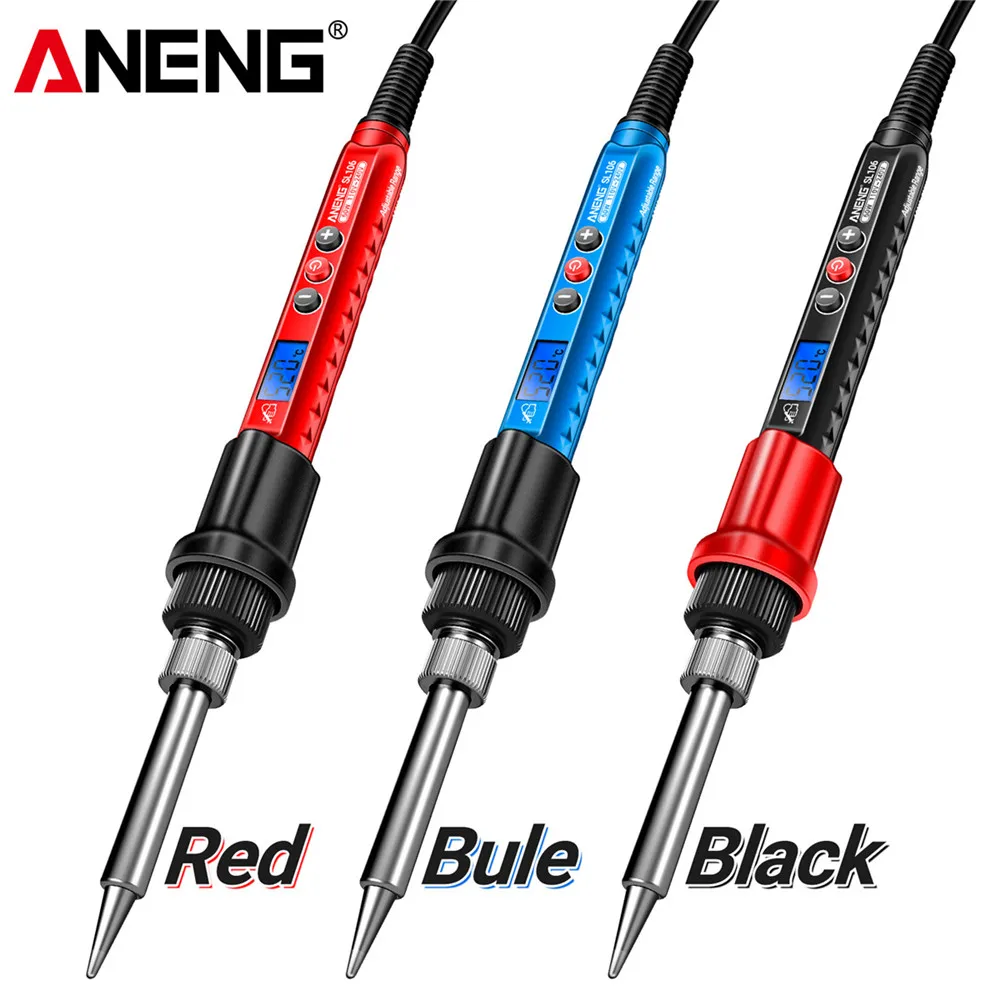 ANENG SL106 60W Digital EU Plug Electric Soldering Iron Temperature Adjustable 220V Welding Ceramic Heating Core Soldering Tool