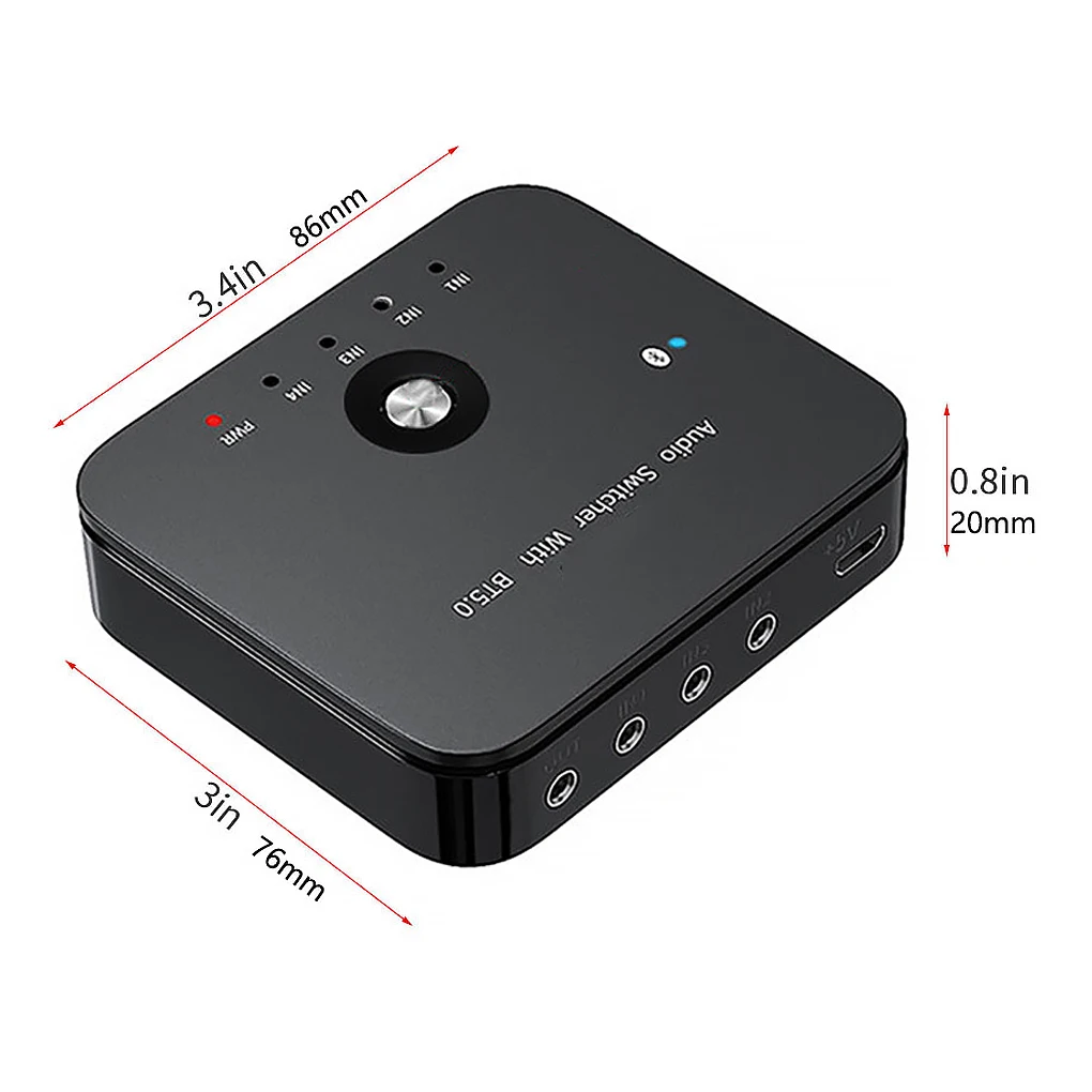 Stereo Sound Audio Switcher Smartphone Remote Control Bluetooth-compatible Receiver Switch Box Music Streaming Device