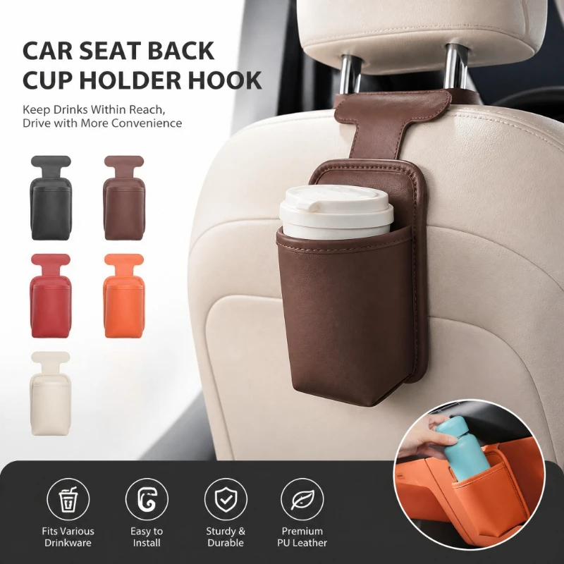 1Pc Car Backrest Storage Organizer Bag Hook Cup Holder Storage Box Mini Trash Can for Phone Milk Tea Water Cup Sundries
