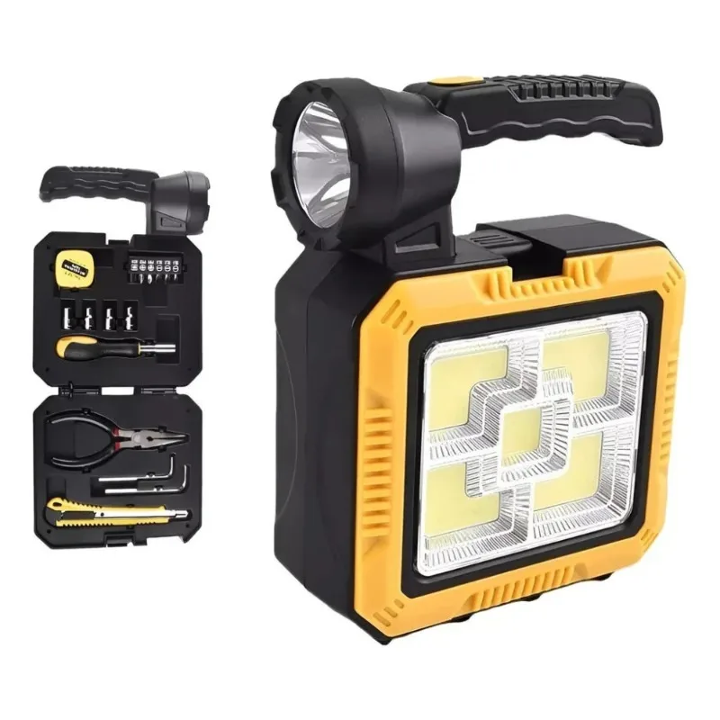 Solar-Powered Handheld Spotlight - Built-In Tool Kit, High-Power LED Rechargeable Emergency Light for Outdoor Activities