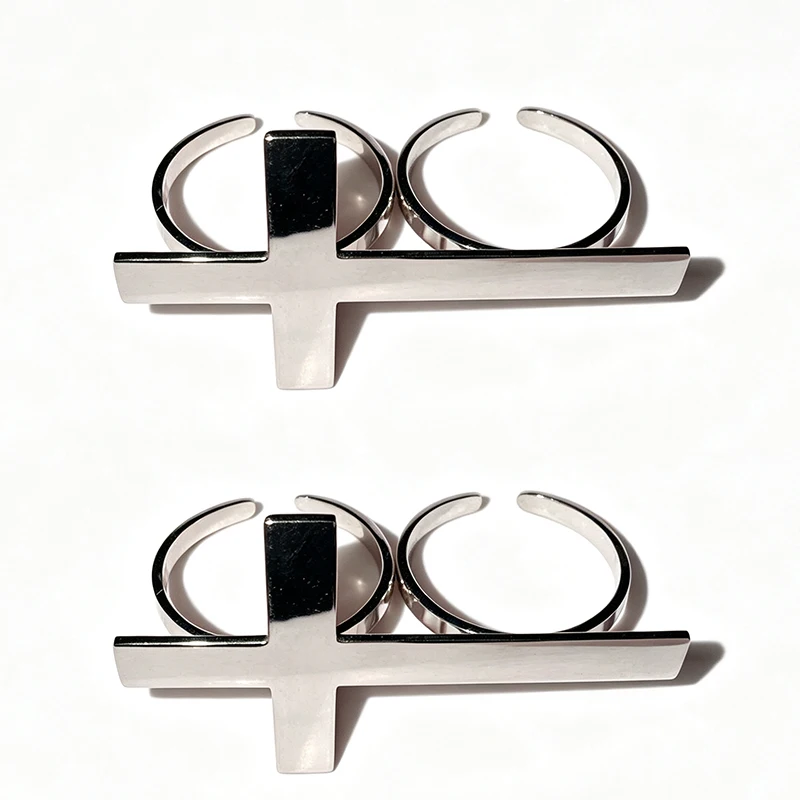 Y2K Retro Big Cross Adjustable Open Ring for Women & Men