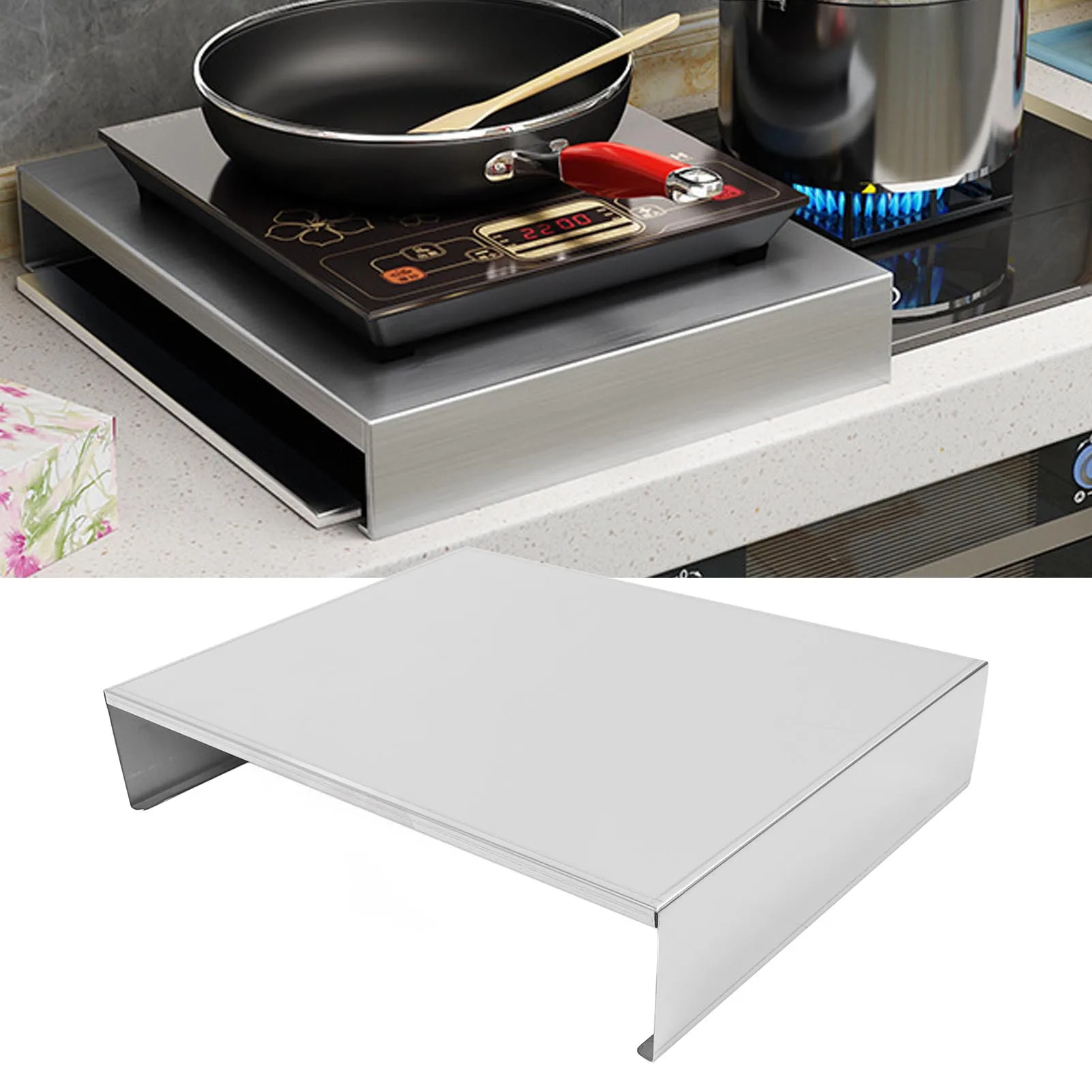 Stove Top Cover Stainless Steel 110lbs Load Capacity Extra Workspace Easy To Clean for Induction Cooker Gas Stove  Cover