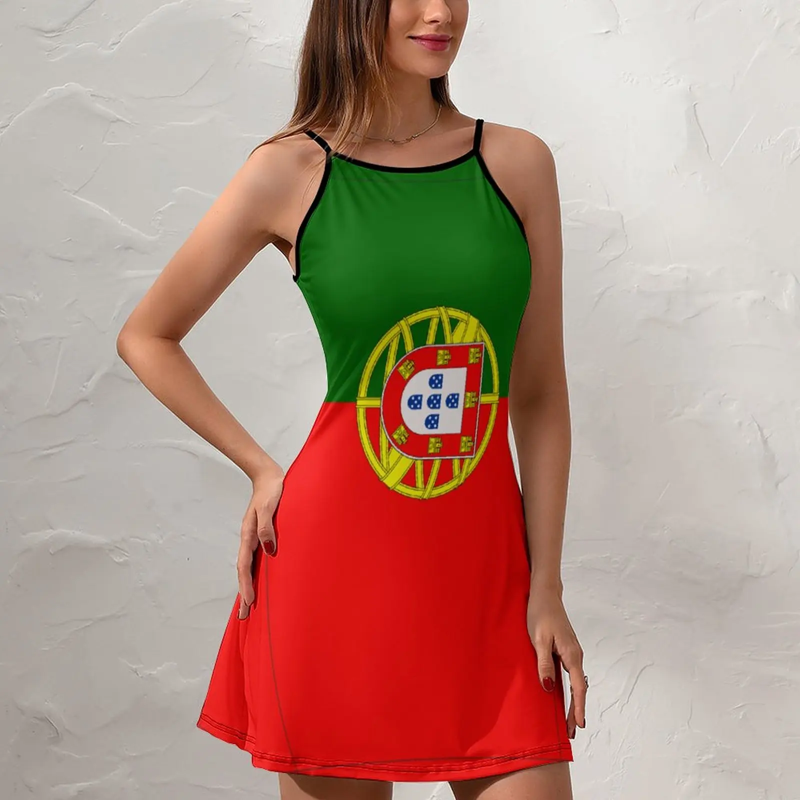 Portugal Flag Portugal Flag  Women's Sling Dress Funny Graphic Exotic  Woman's Dress Funny Novelty Cocktails Strappy Dress