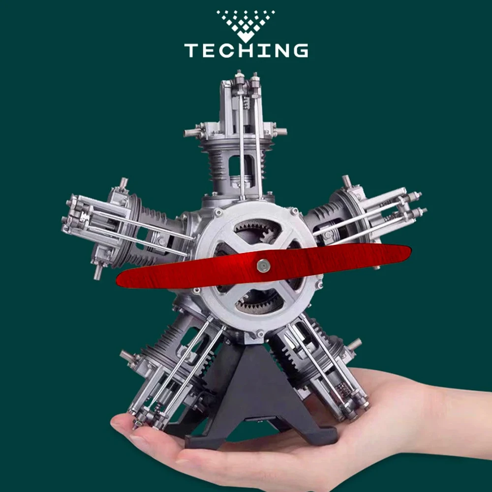 TECHING 5 실린더 방사형 엔진 전기 조립 모델 키트 데스크탑 장식 장식품 성인 어린이 장난감 선물
