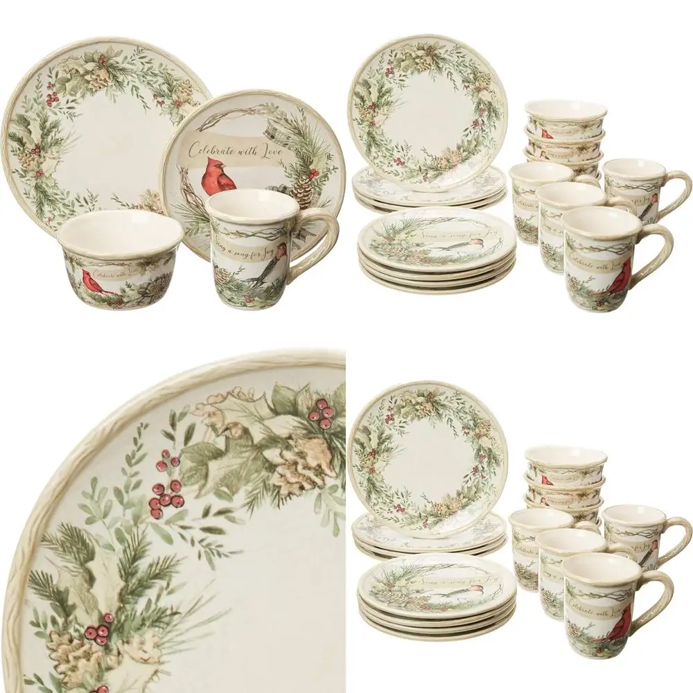 

Holly & Ivy 16-Piece Dinnerware Set for 4 in Multicolored Pattern