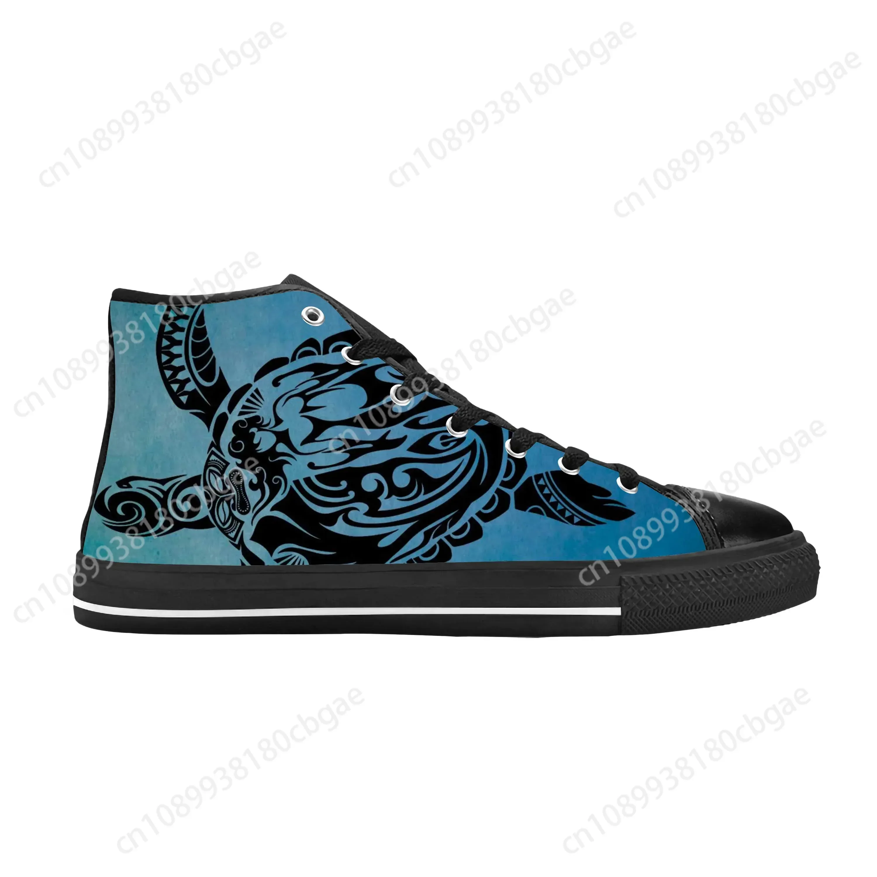 

Ocean Hawaiian Animal Tribal Sea Turtle Tattoo Casual Cloth Shoes High Top Comfortable Breathable 3D Print Men Women Sneakers