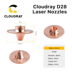 Cloudray Bulge Laser Nozzles Single Layer Chrome-Plating Double Layers Caliber 0.8-4.0 D28 H11 H15 M11 for Precitec Cutting Head