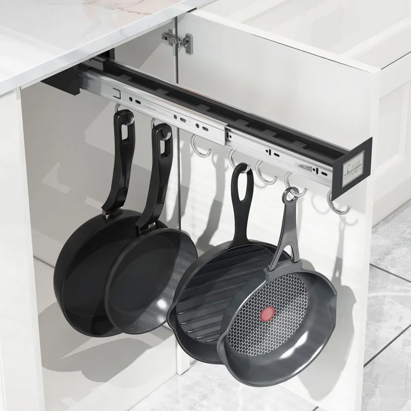 

Kitchen cabinet push-pull pot hanger pot Labao locker extended storage push-pull shelf pot hook