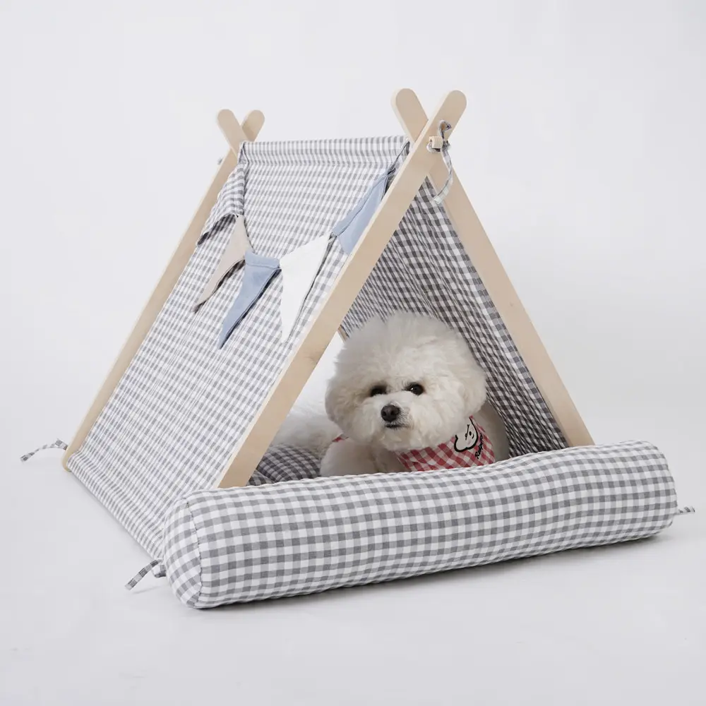 Modern Pet Tent with Cushioned Bed - Indoor/Outdoor Cat & Dog House, Easy Assembly, Polyester