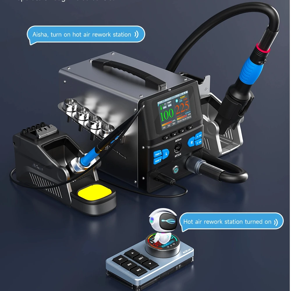 

Aixun Upgraded HT316 Soldering & Desoldering Station, Dual 1400W Heating, Gesture Control, 4-Color LED, T225 Handle