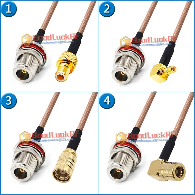 

L16 N Female Waterproof Washer Nut to SMB Male Female 90 Degree Pigtail Jumper RG316 Extend Cable 50ohm RF Connector Adapter