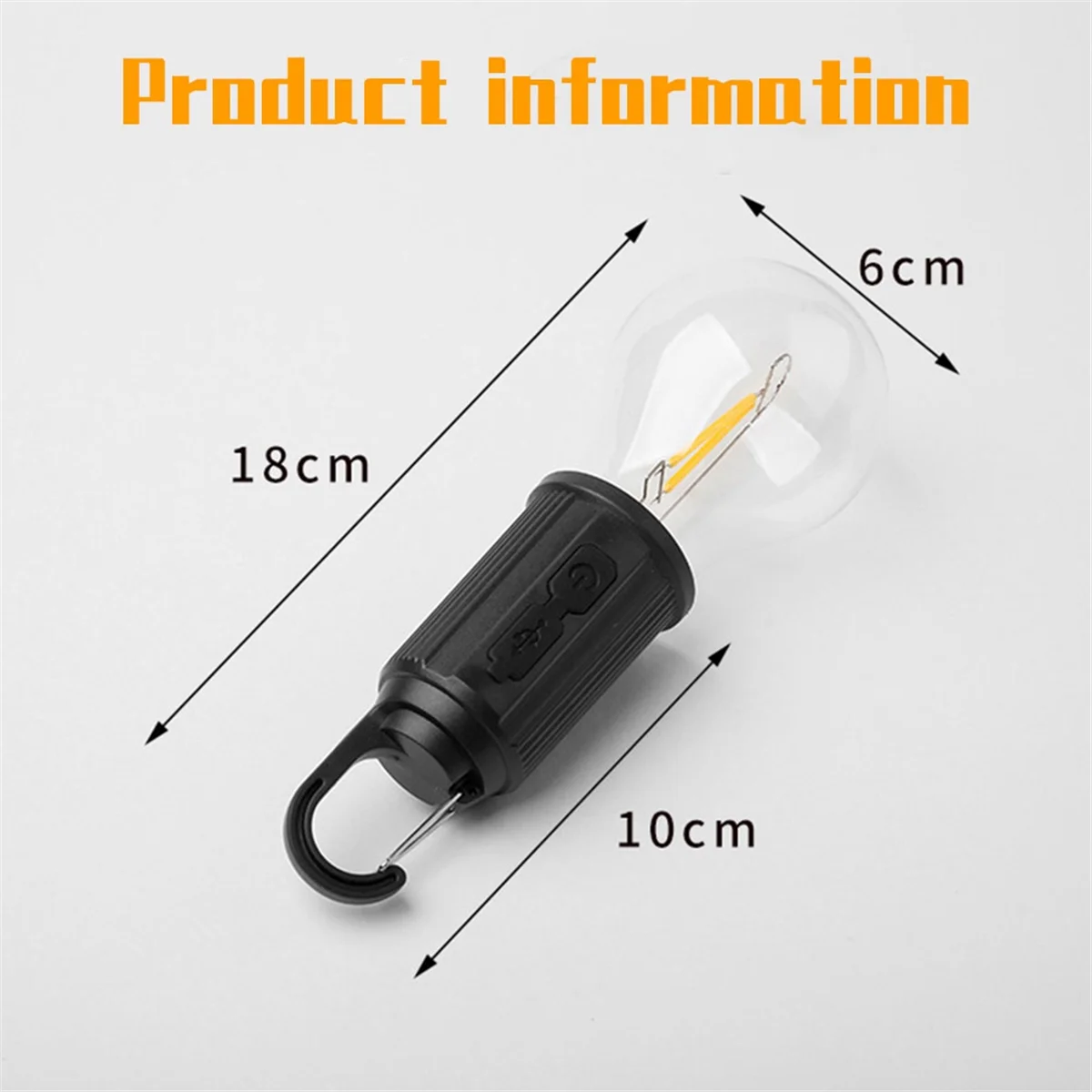 Outdoor LED String Light with Hook 400MAh Type-C USB Bulb 3 Modes Waterproof Camping Lantern Hanging Tent Light-T03