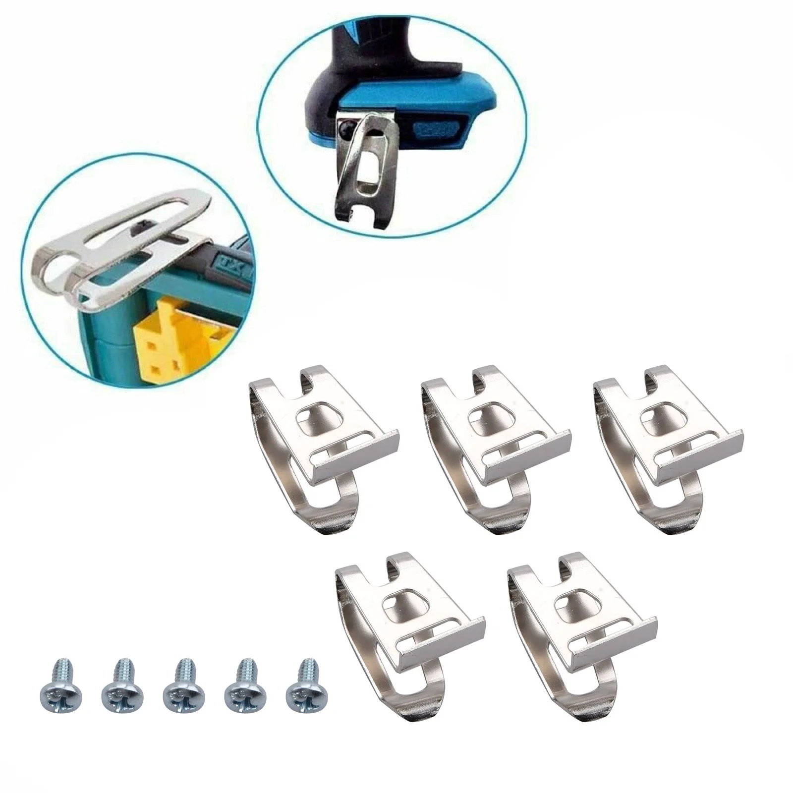 5Pcs Belt Clip Hook For Makita Cordless Drills Impact Driver Bit Holder Hooks Clips Power Tools Accessories Stainless Steel Part
