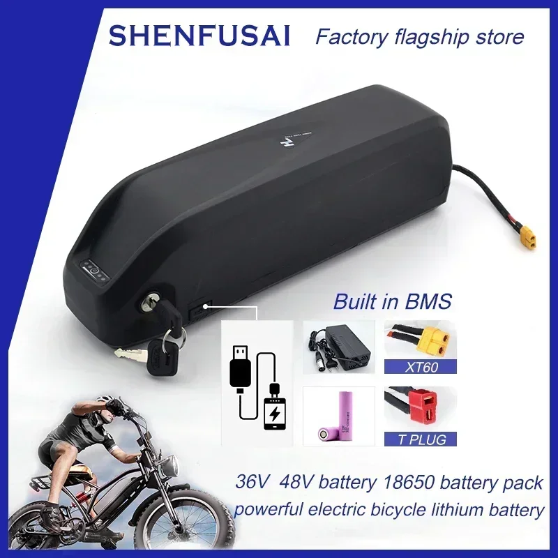 

2024 Hailong Lithium Battery, Suitable for Power Assisted Bicycle 48V, 36V, 1000W, 750W, 500W, 250W Supports USB Charging