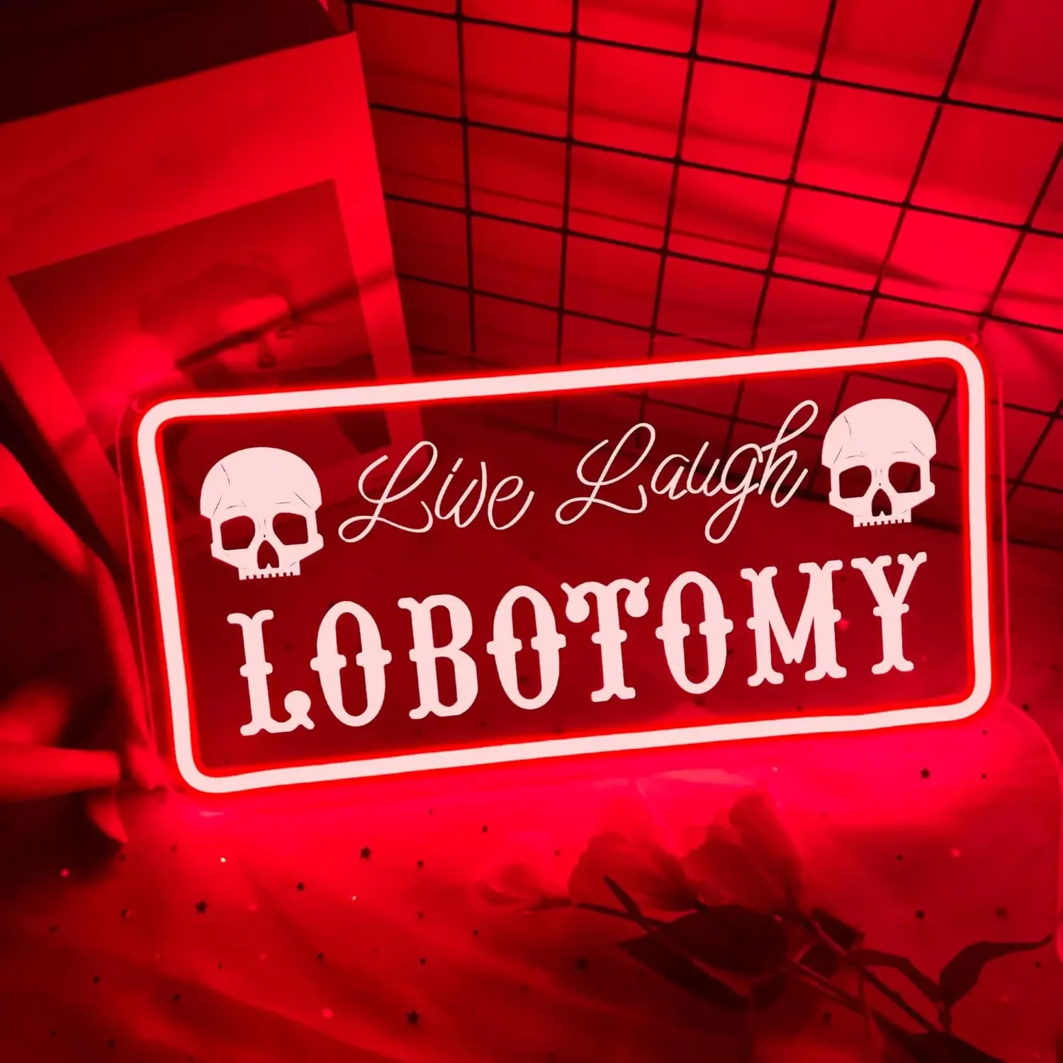  Live Laugh Lobotomy  LED Neon Sign USB Dimmable Neon Light Sign for Gameroom Bedroom Bar Livingroom  Party Gift Wall Decor