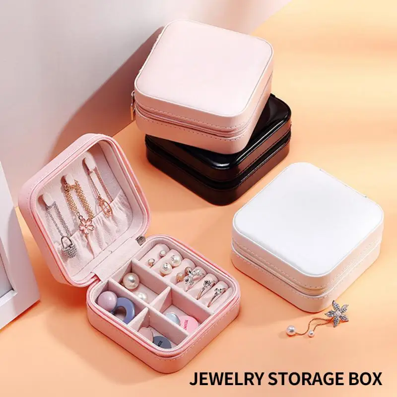 Schmuck Boxen Tragbare PU Leder Candy Farbe Organizer Display Reise Schmuck Fall Boxen Ohrringe Halskette Ring Schmuck Box