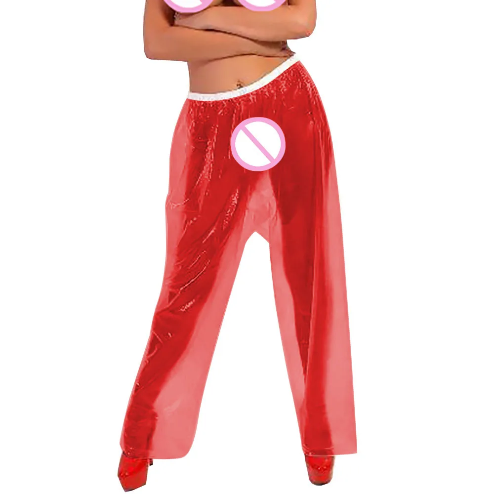 Sexy Exotic Transparent PVC Pants for Adults,Elastic Waistband Leggings,Plastic Loose Trousers,Private Party Clothing,ABDL Adult