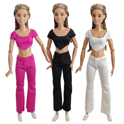 Doll Clothes  Short sleeved shirt Solid color flared pants Daily Wear Accessories Clothes for Barbies doll