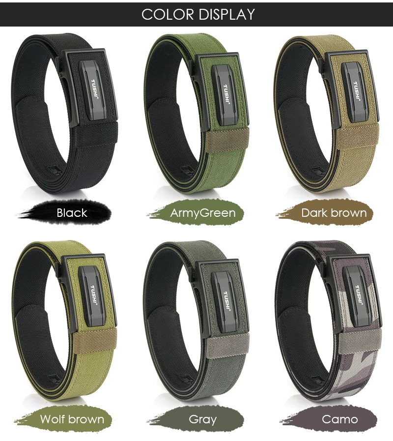 VATLTY Stylish Tactical Belt for Men Metal Automatic Buckle Tight Nylon Military Belt Stiff Work Belt Rigid Casual Girdle Male