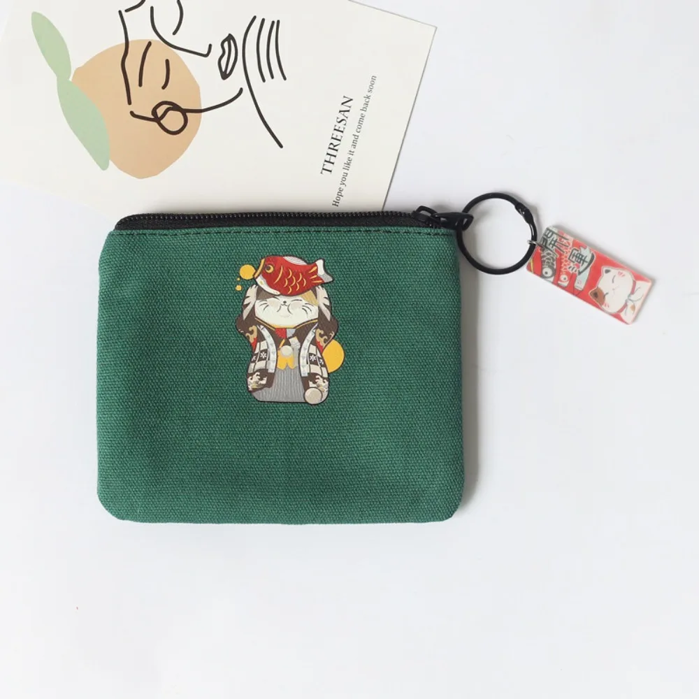 

Lucky Cat Maneki Neko Coin Purse Zipper With Pendant Change Storage Bag Fortune Cat with Key Chain Lipstick Cosmetic Bag Women