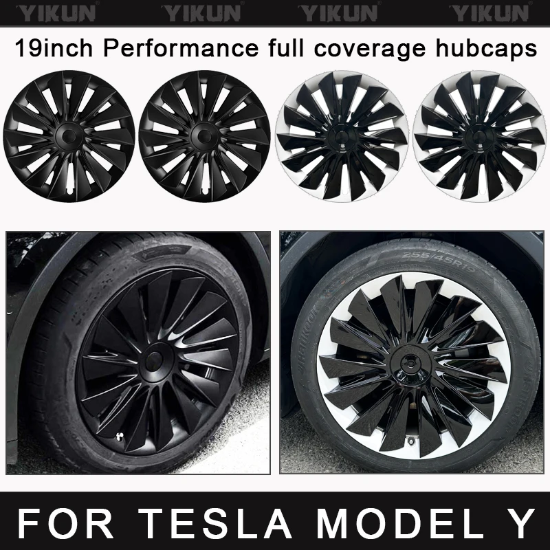 4PCS HubCap Performance Replacemen Hub cap Full Rim Cover Wheel Caps Car Accessories for Tesla Model Y 19 Inch Wheel Parts 2023