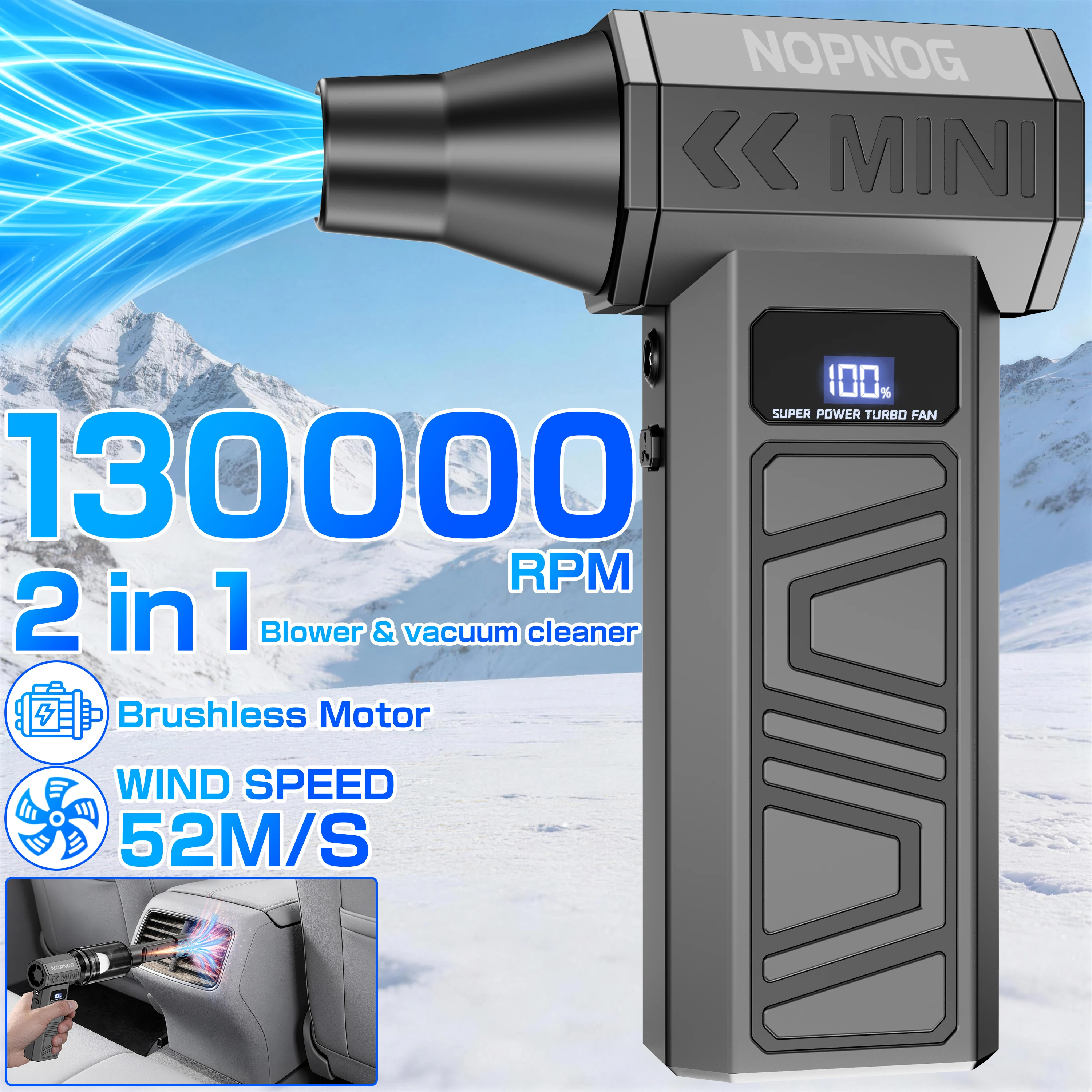 

Turbo Blower Jet Fan Car Violent Fan Blow Snow Cleaning Blowing Tool Auto Accessories Vacuum Cleaner Multi-scenario Use
