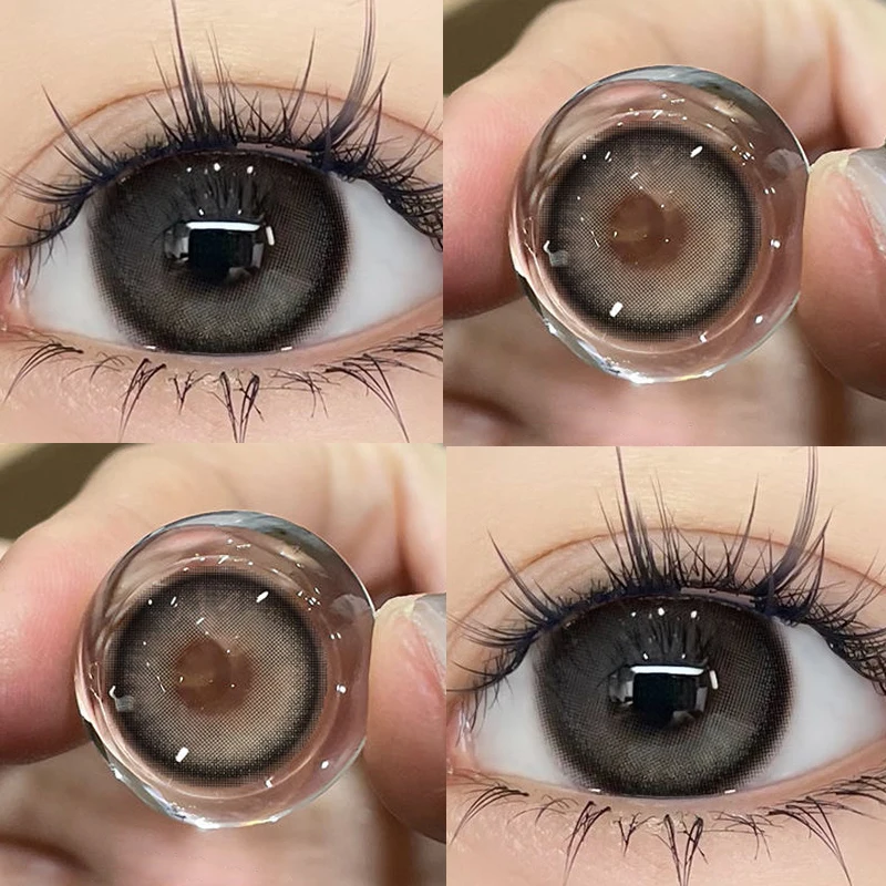 DuoXiu 1Pair Contact Lenses for Eye Big Pupils Lenses Diameter 14.5mm Blue Grey Eye Degree Prescription -0.00 to -8.00