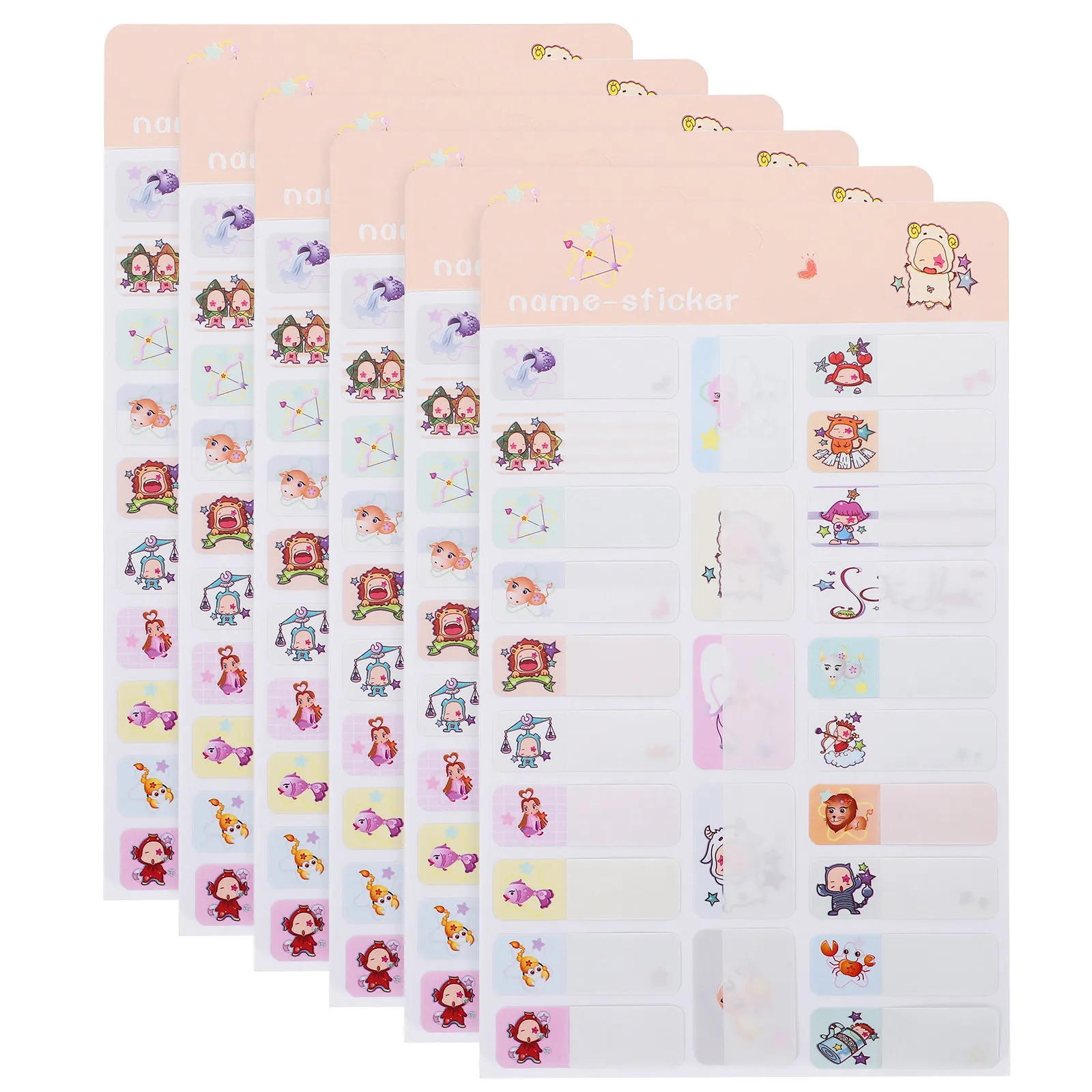 

6 Sheets Waterproof Self adhesive Labels Stickers School Kindergarten Animal Pack Name Tags Storage Bin