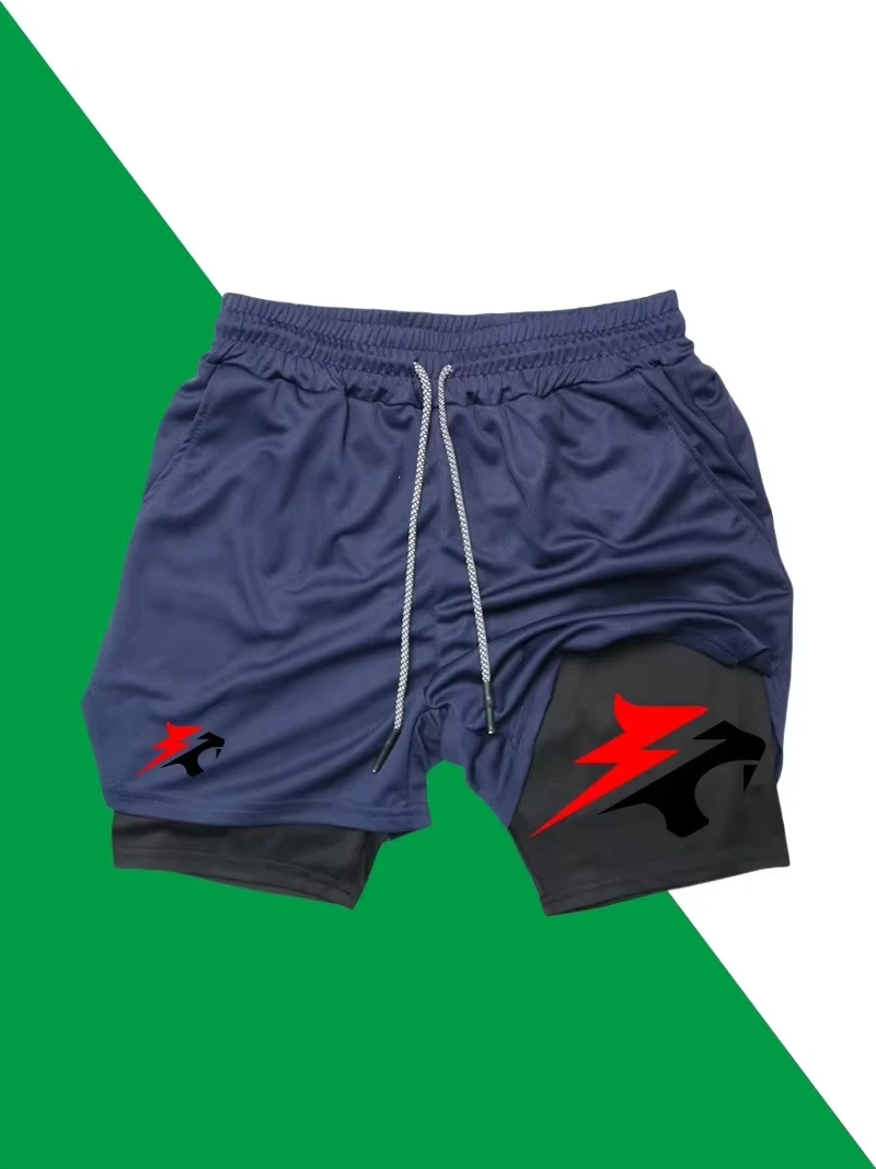 2-in-1 Quick-Dry Athletic Shorts for Men Breathable Running Gym Training Shorts Elastic Waistband Machine Washable HX0040