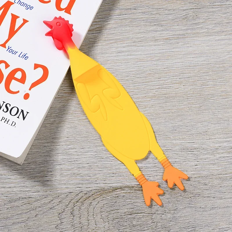 Imagem -04 - Squashed Rooster 3d Silicone Bookmark Fun Children Reading Book Index Marking Número da Página Ferramenta para Aluno Teacher Gift 1pc