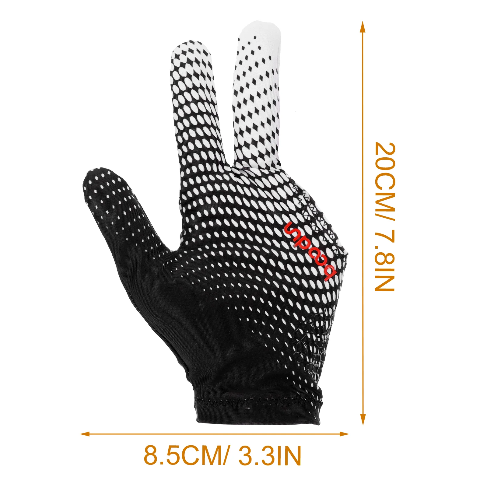 1pc 3 Fingers Glove High Elastic Anti-slip Billiards Glove Breathable Snooker Glove (Black and White)