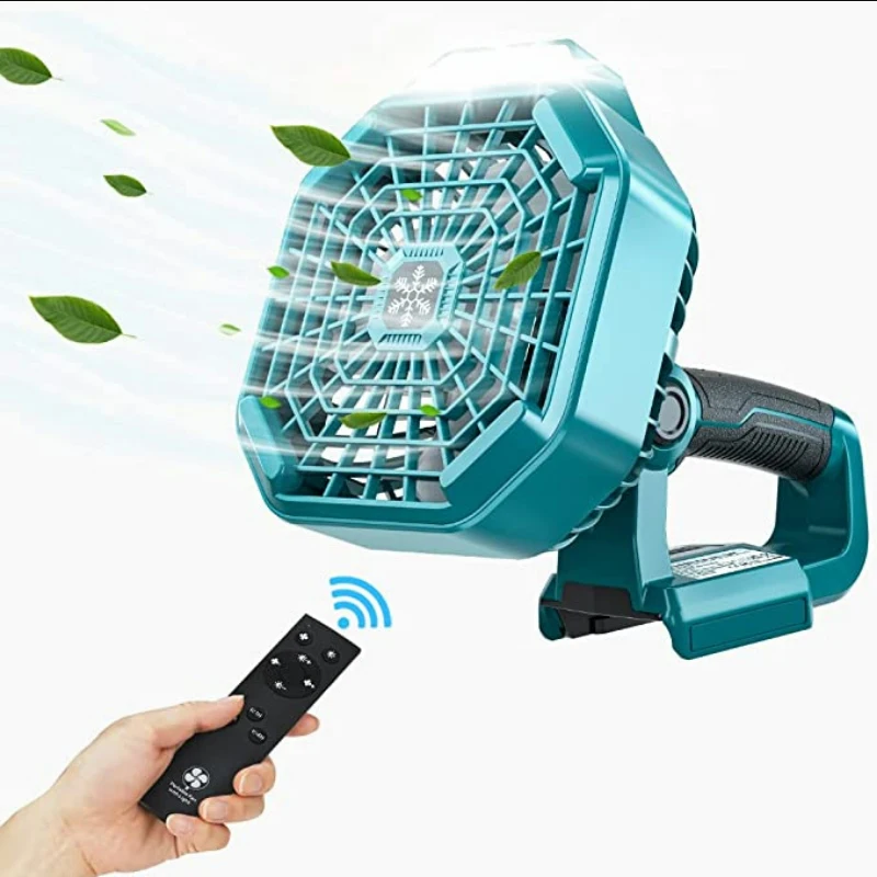 

For Makita/Dewalt/Milwaukee 18V Li-ion Battery Square Camping Fan Portable Cordless Fan with LED Lantern Remote USB Charging