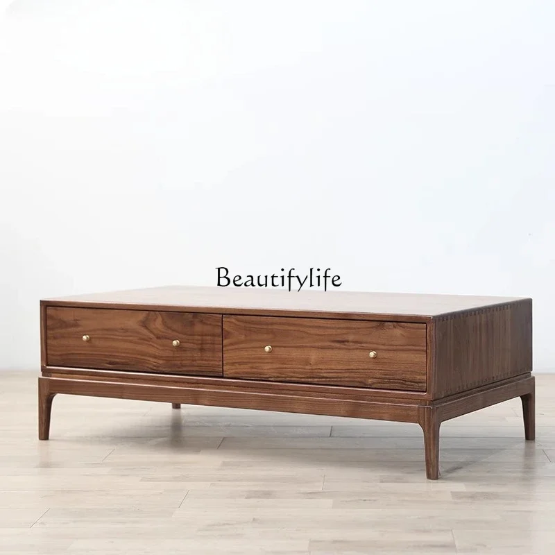 

ls 18North American black walnut coffee table living room Nordic modern simple black walnut home coffee table