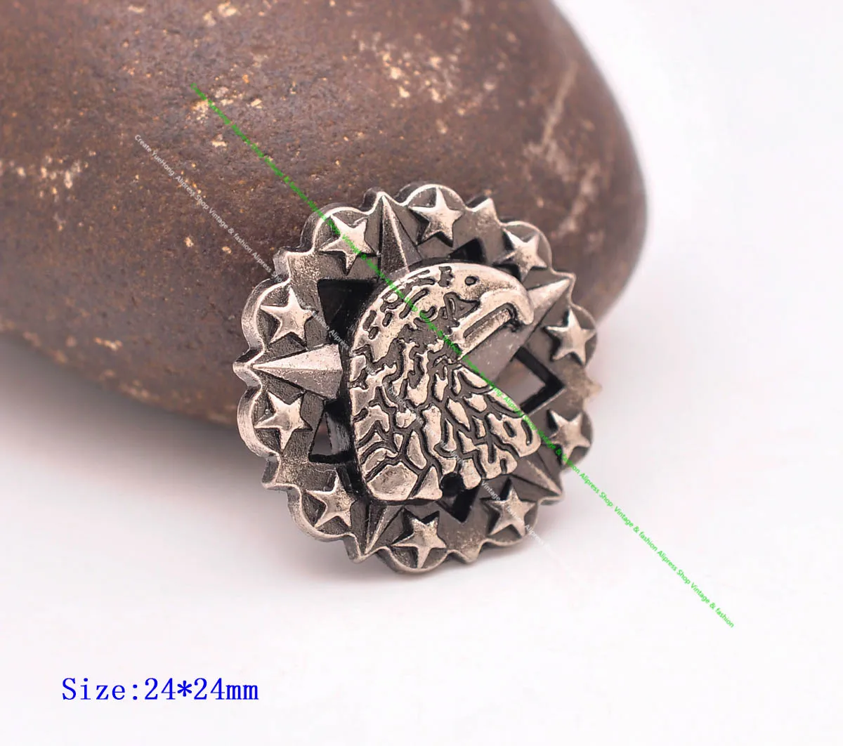 24Mm 20Pcs Western American Texas Eagle Star Antique Sliver Leathercraft Belt Accessory Conchos Rivetback Rivet Stud