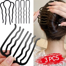 1/3pcs Black Metal Hair Fork Clip Salon Women Hairpins Combs Hairside Clips Side Combs Updo Sticks Hair Styling Tool Headwear